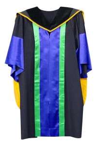 供應香港都會大學博士學位畢業袍 B&A  DBA  工商管理博士畢業袍  藍色襯裡配黃色邊披肩  黑色深藍及綠色襯裡畢業袍 畢業袍 學系顏色 DA380